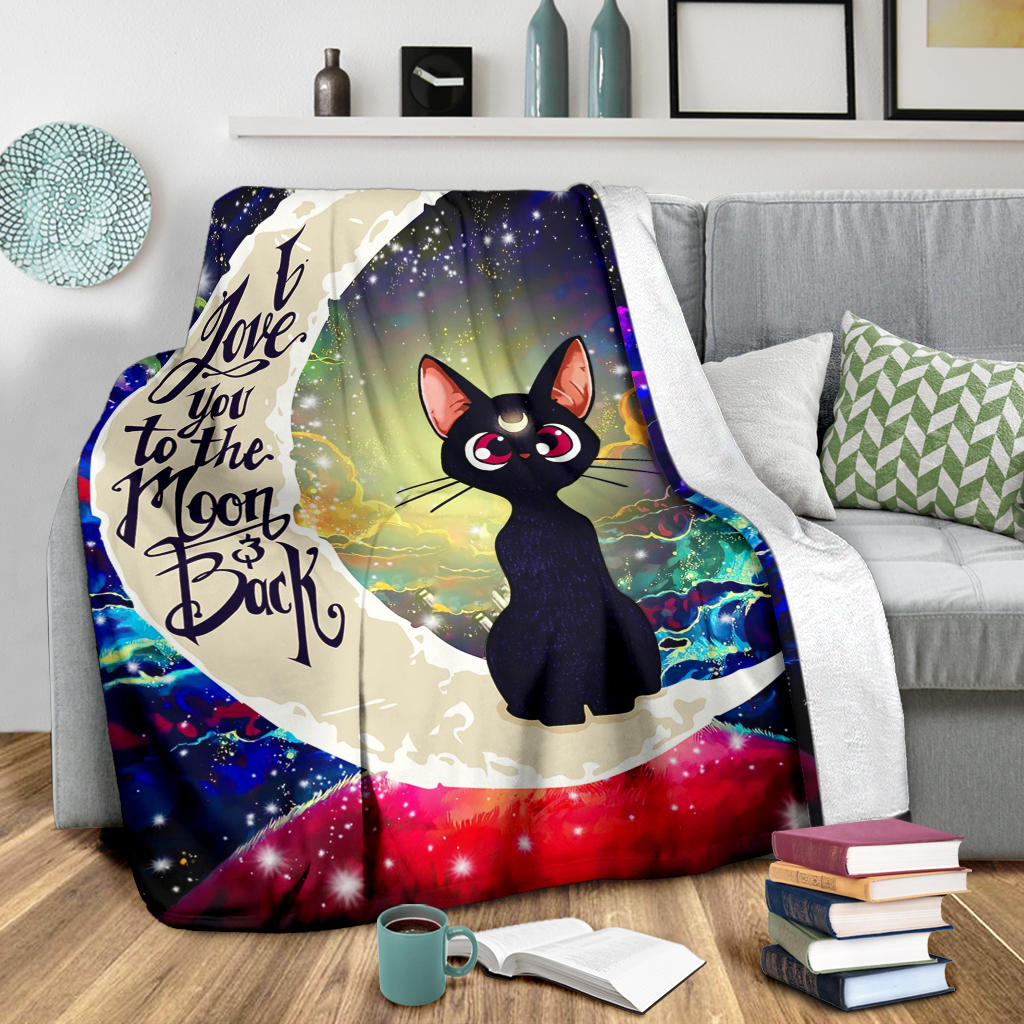 Cat Sailor Moon Love You To The Moon And Back Galaxy Premium Blanket Nearkii