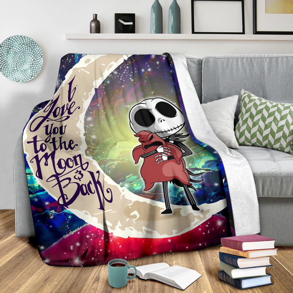 Jack Skellington Nightmare Before Christmas Love You To The Moon Galaxy Premium Blanket Nearkii