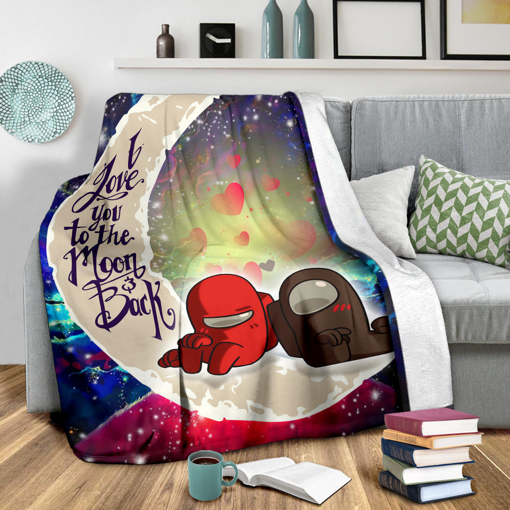 Among Us Couple Love You To The Moon Galaxy Premium Blanket Nearkii