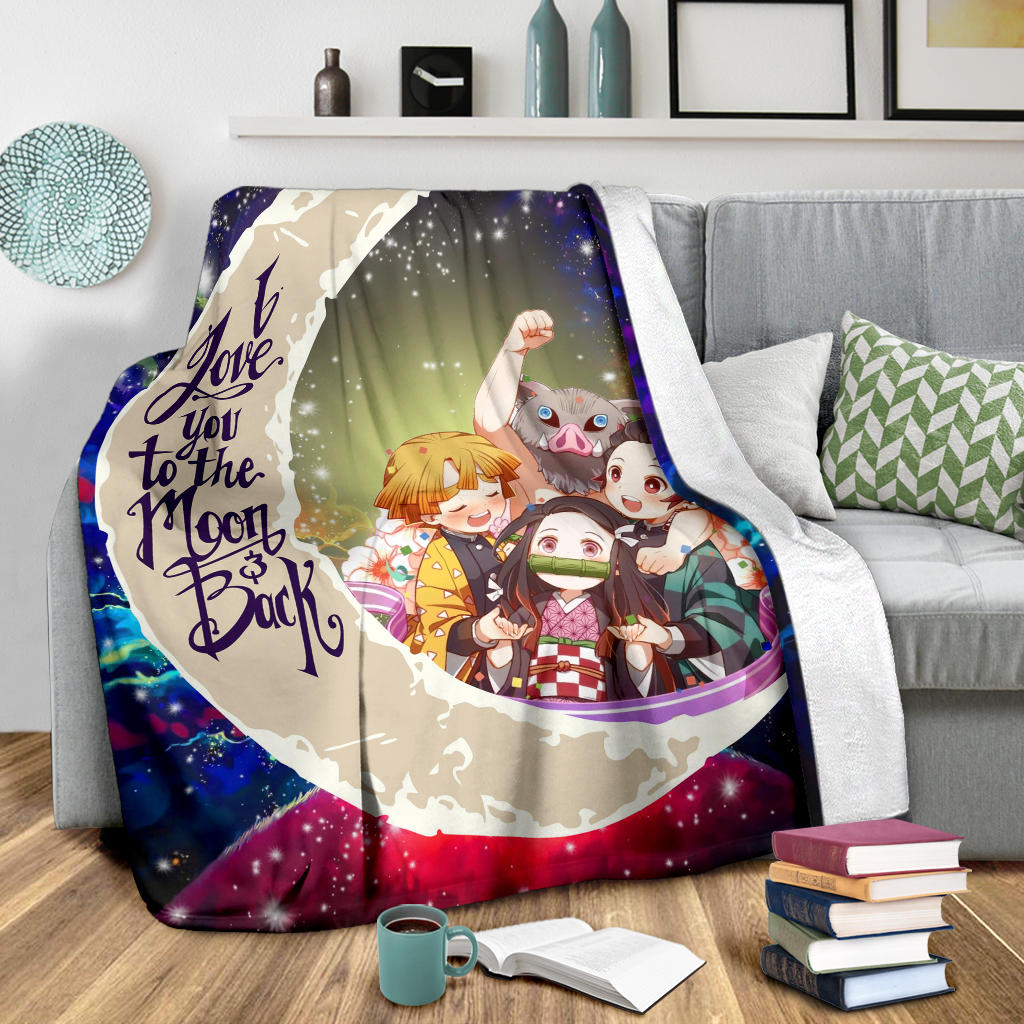 Demond Slayer Team Love You To The Moon Galaxy Premium Blanket Nearkii