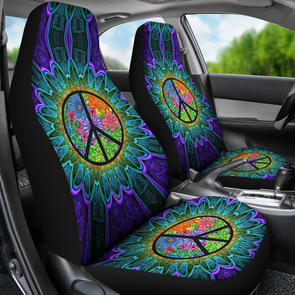 front_3_72b46655-6524-4579-80e2-4424a5b4cd93 Hippie Rainbow Colorful Premium Custom Car Seat Covers Decor Protectors Nearkii