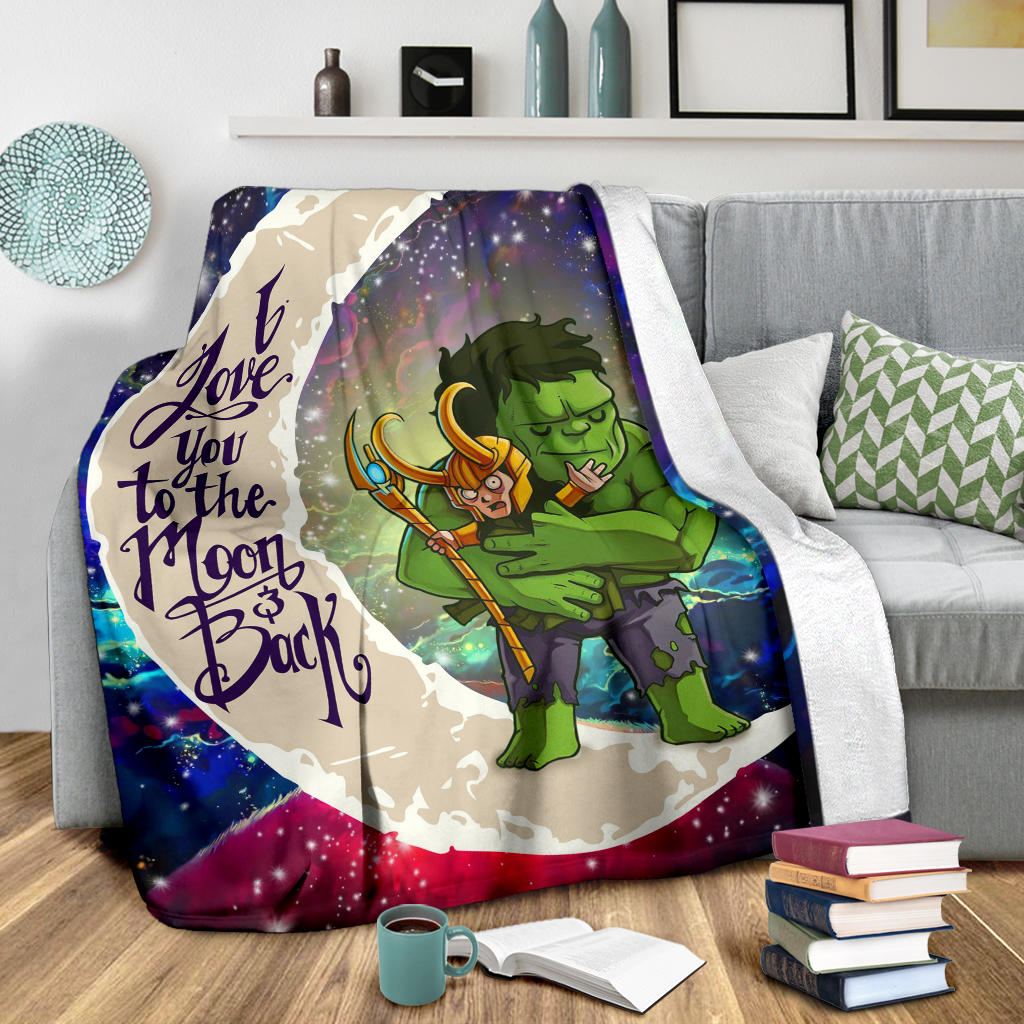 Hulk And Loki Love You To The Moon Galaxy Premium Blanket Nearkii