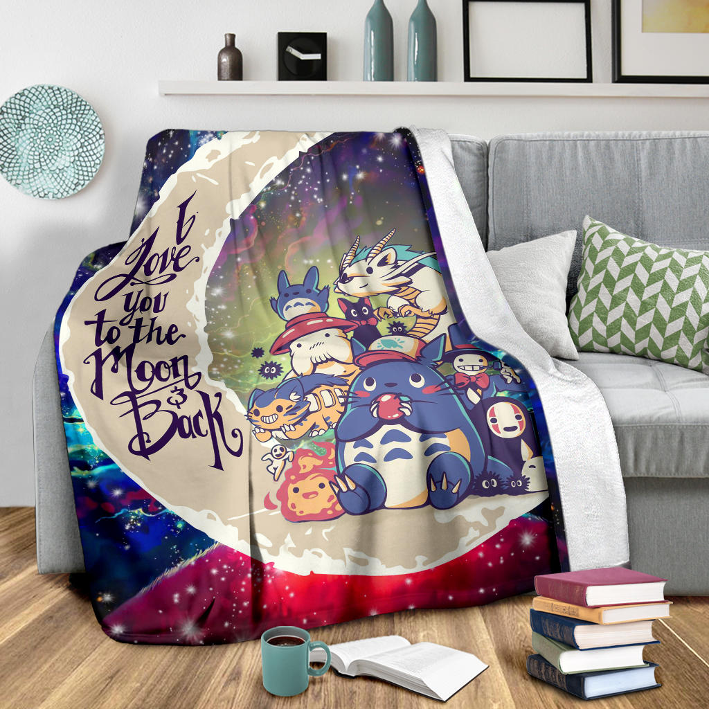 Ghibli Character Love You To The Moon Galaxy Premium Blanket Nearkii