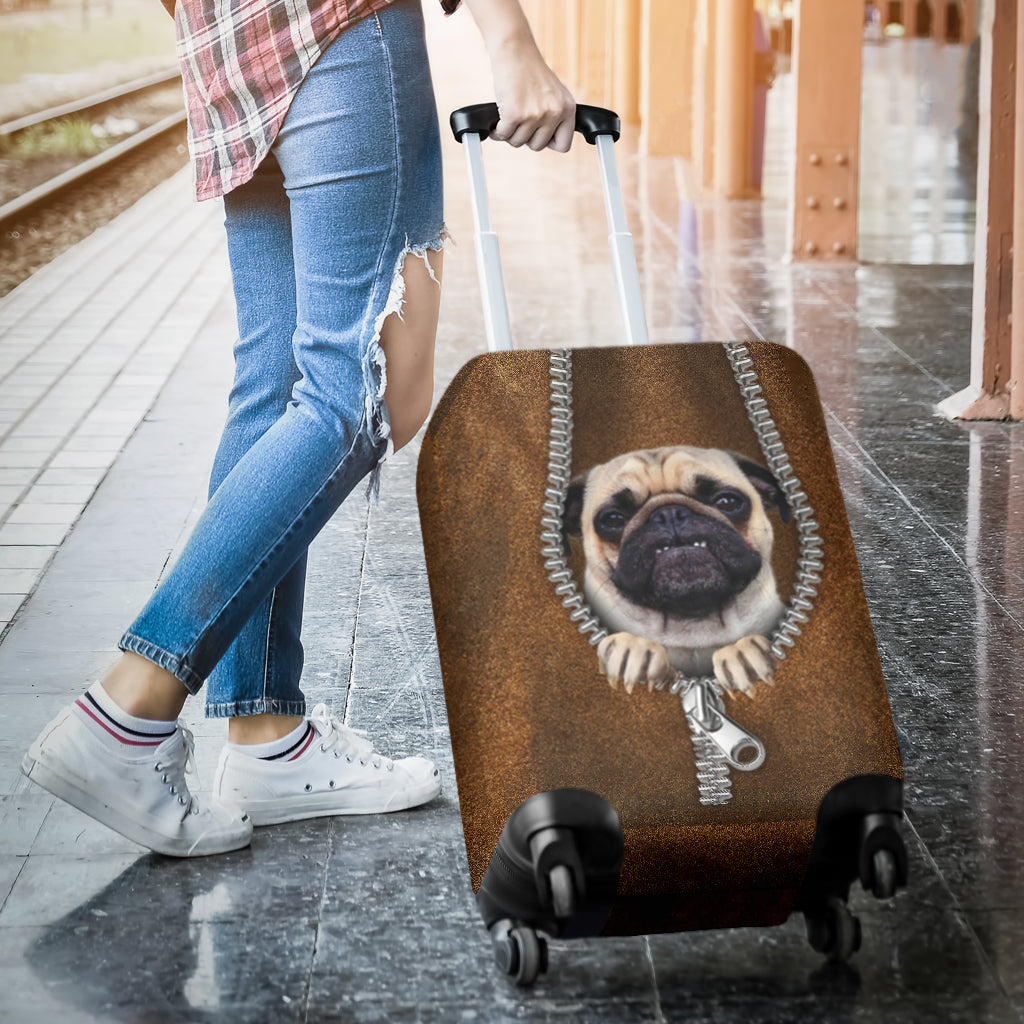 Pug Cute Zipper Luggage Cover Suitcase Protector Nearkii