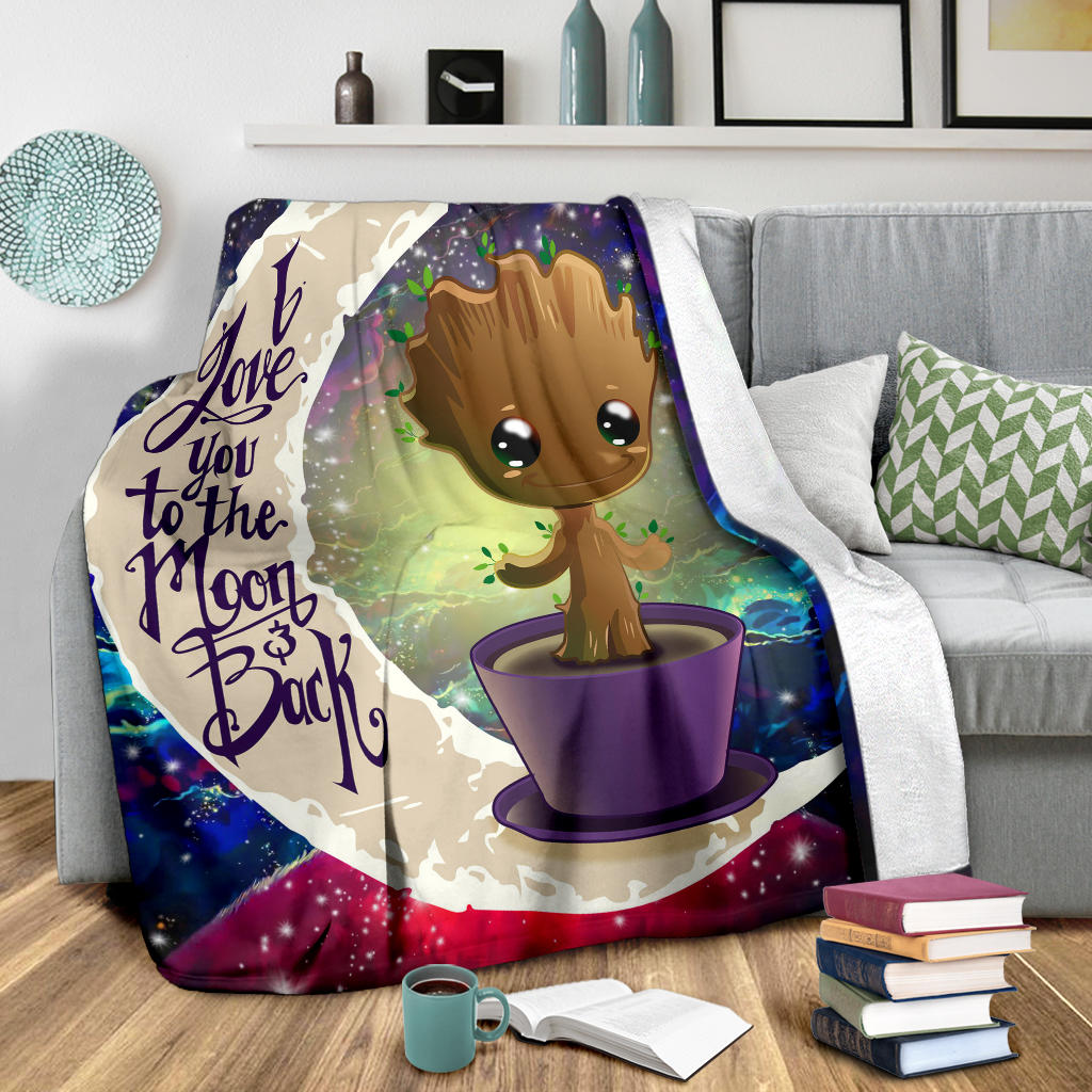 Baby Groot Love You To The Moon Galaxy Premium Blanket Nearkii