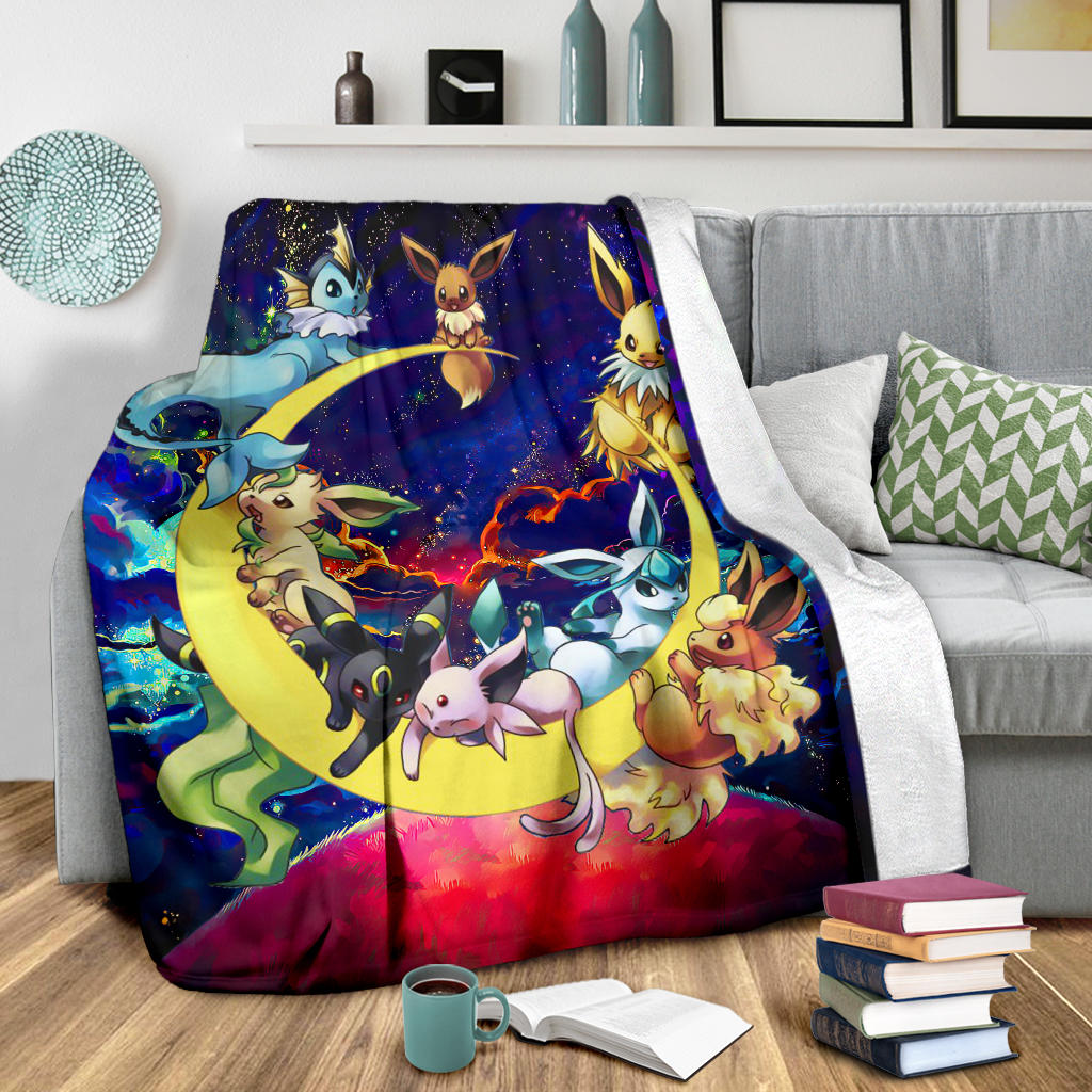 Eevee Evolution Pokemon Family Love You To The Moon Galaxy Premium Blanket Nearkii