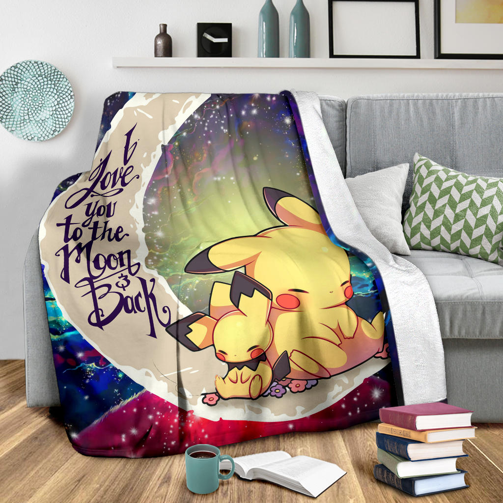 Pikachu Pokemon Sleep Love You To The Moon Galaxy Premium Blanket Nearkii