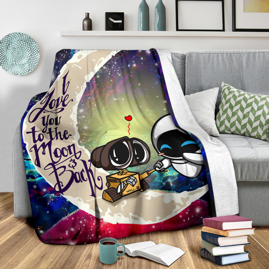 Wall - E Couple Love You To The Moon Galaxy Premium Blanket Nearkii