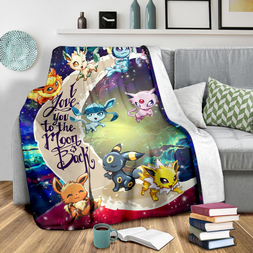 Eevee Evolution Pokemon Love You To The Moon Galaxy Premium Blanket Nearkii