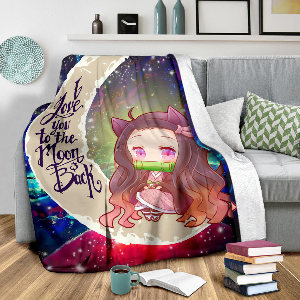 Nezuko Demon Slayer Love You To The Moon Galaxy Premium Blanket Nearkii