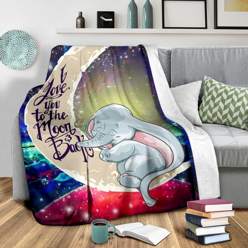 Dumbo Elephant Love You To The Moon Galaxy Premium Blanket Nearkii