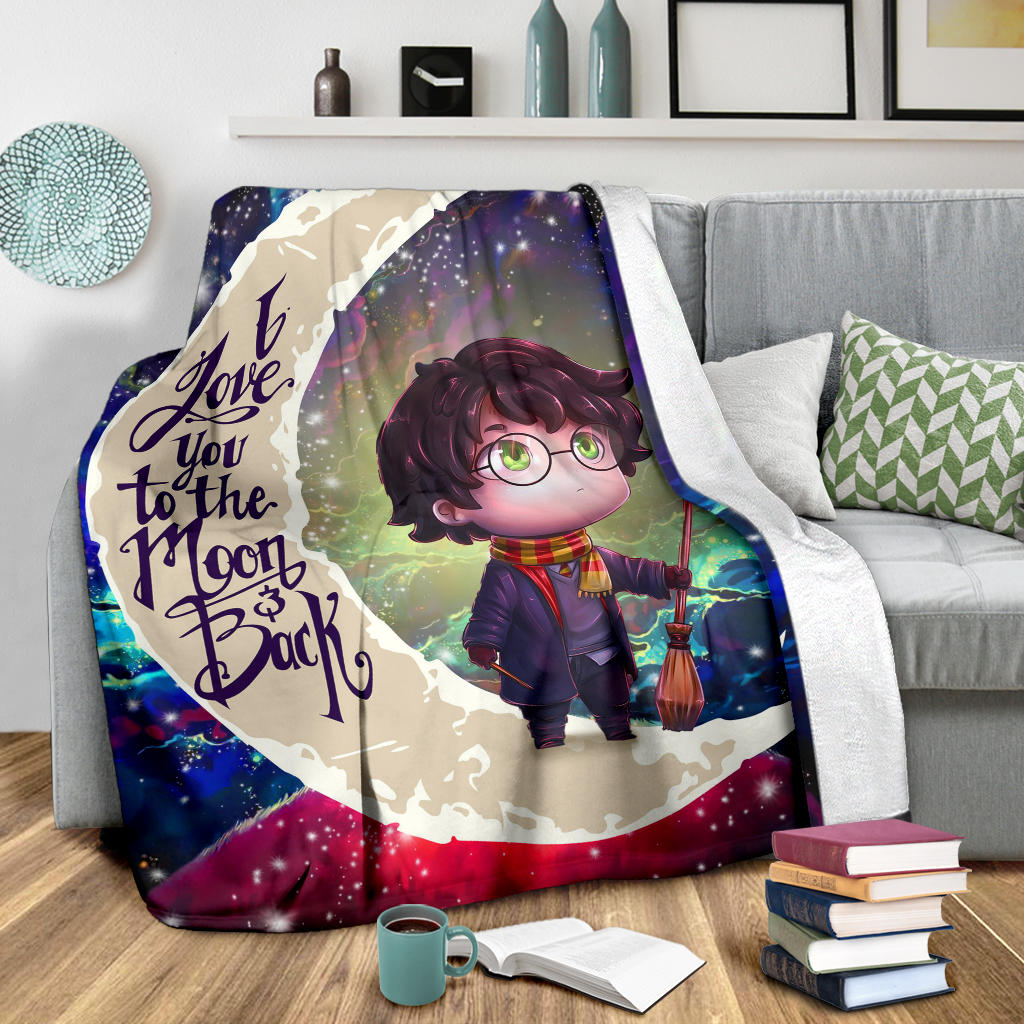 Harry Potter Chibi Love You To The Moon Galaxy Premium Blanket Nearkii