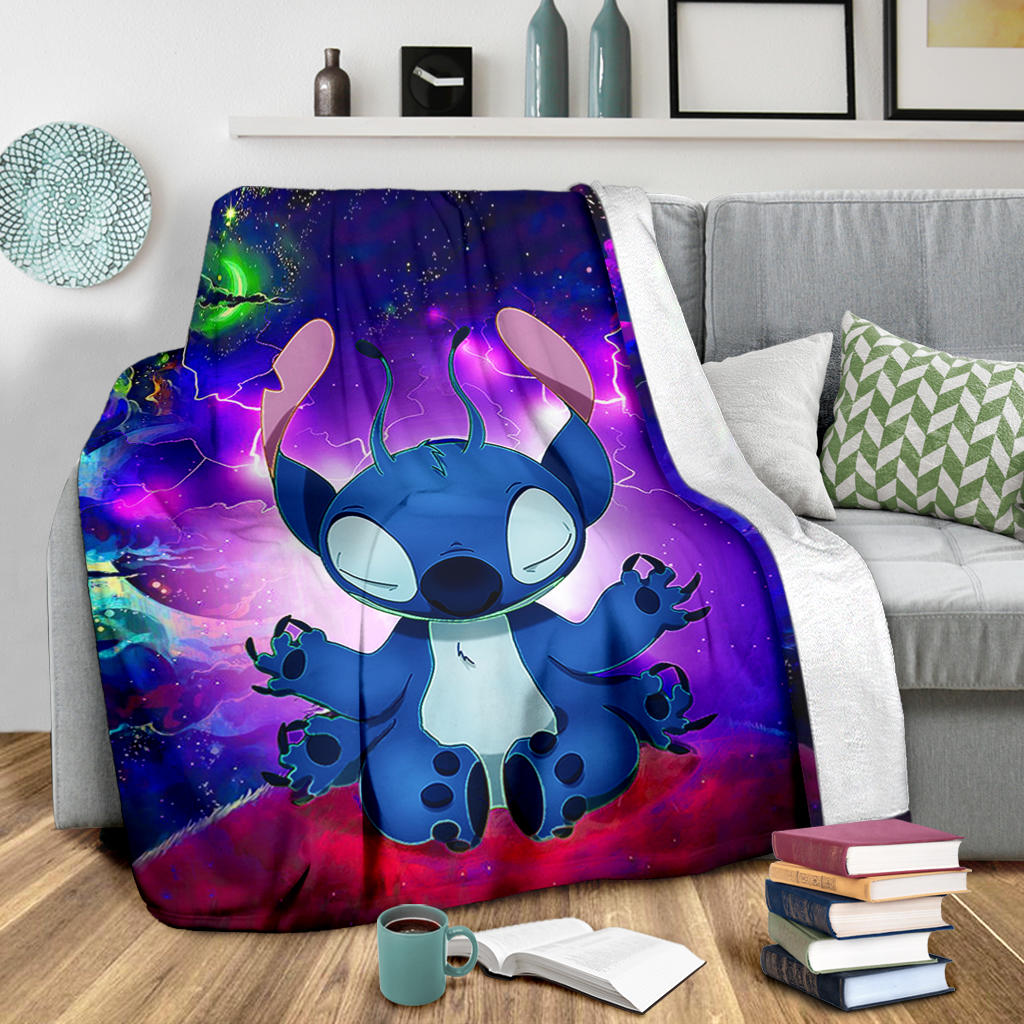 Stitch Yoga Love You To The Moon Galaxy Premium Blanket Nearkii