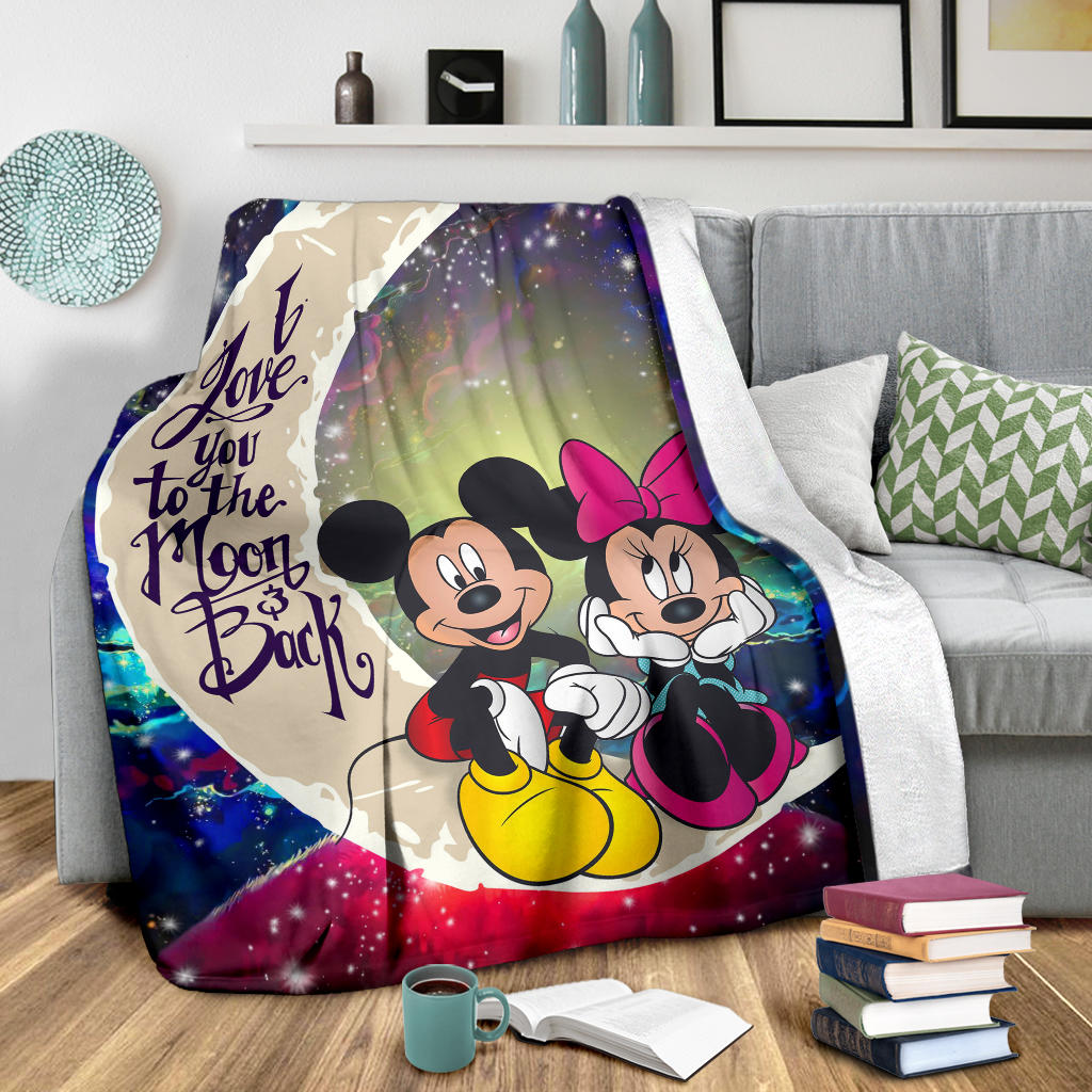 Mouse Couple Love You To The Moon Galaxy Premium Blanket Nearkii