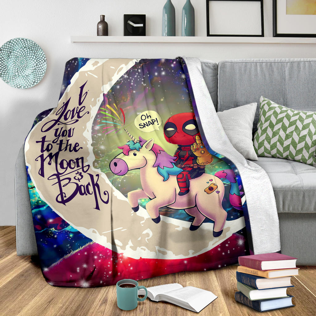 Deadpool Unicorn Love You To The Moon Galaxy Premium Blanket Nearkii