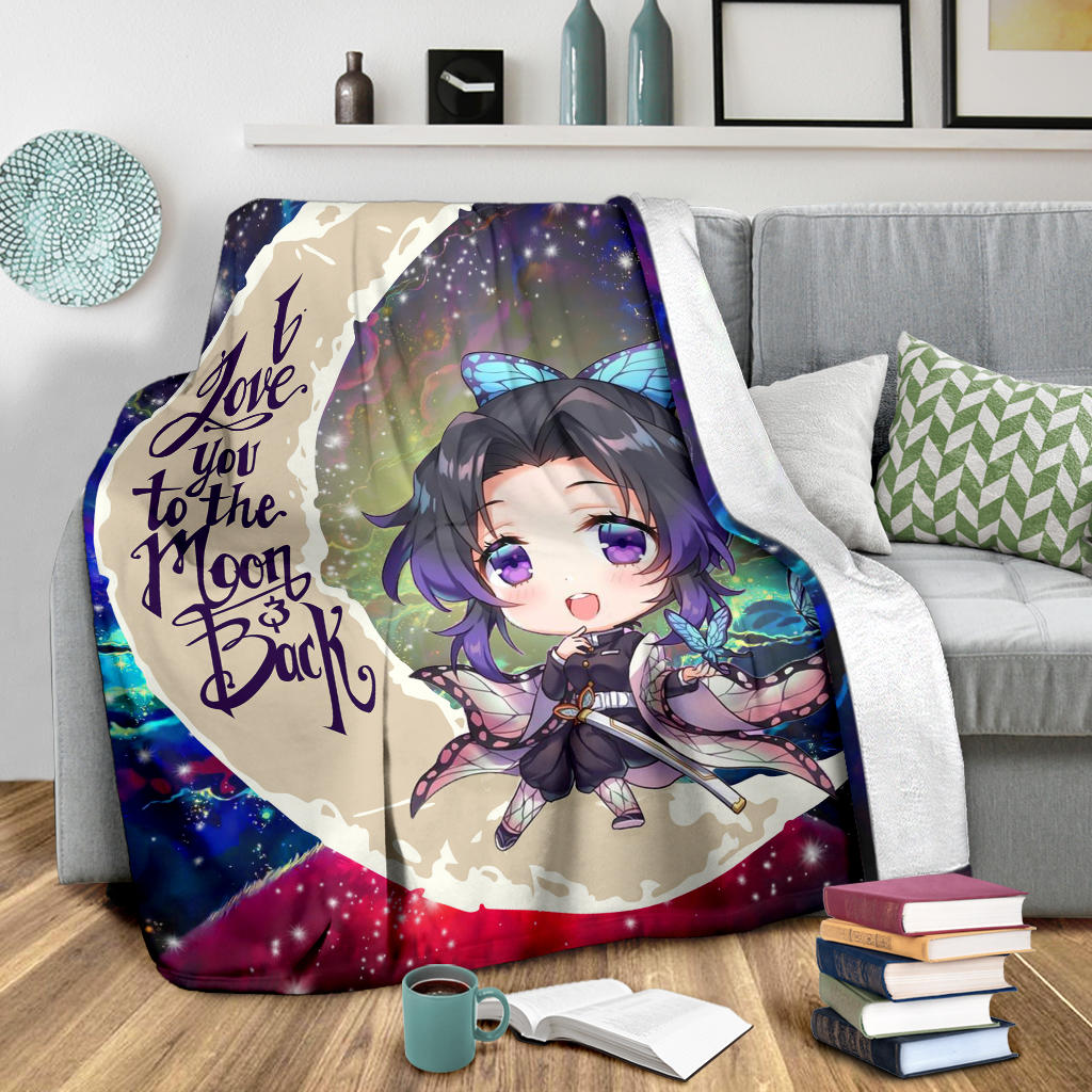 Shinobu demon slayer Love You To The Moon Galaxy Premium Blanket Nearkii