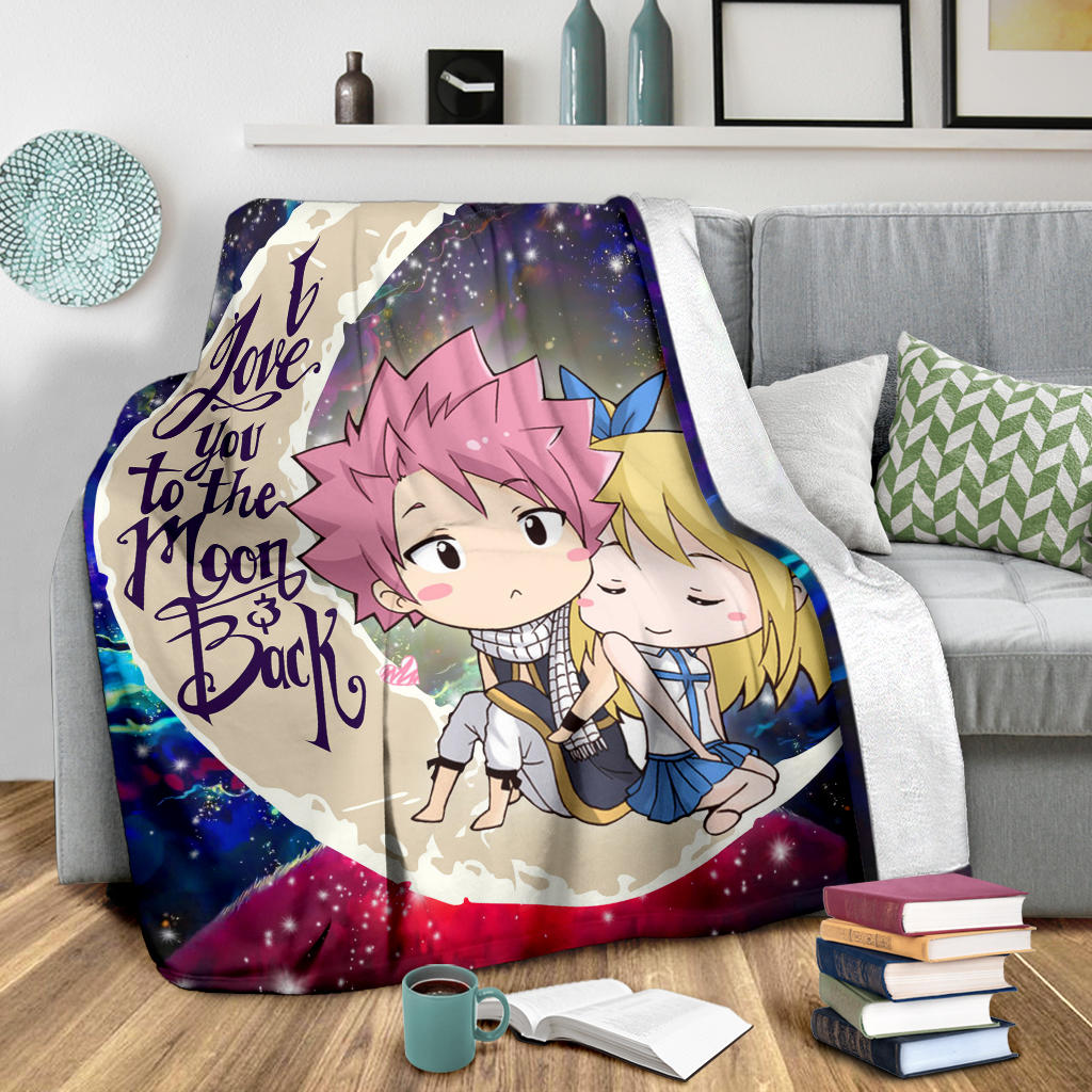 Natsu Fairy Tail Anime Love You To The Moon Galaxy Premium Blanket Nearkii