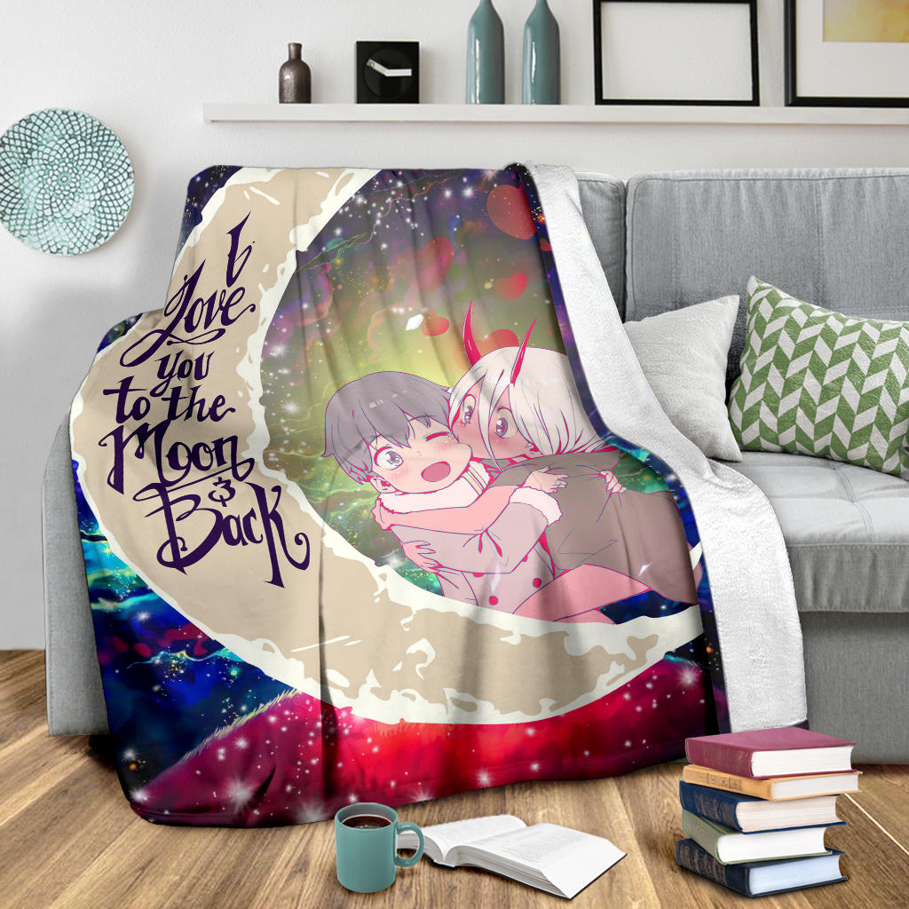 Darling In The Franxx Hiro And Zero Two Love You To The Moon Galaxy Premium Blanket Nearkii