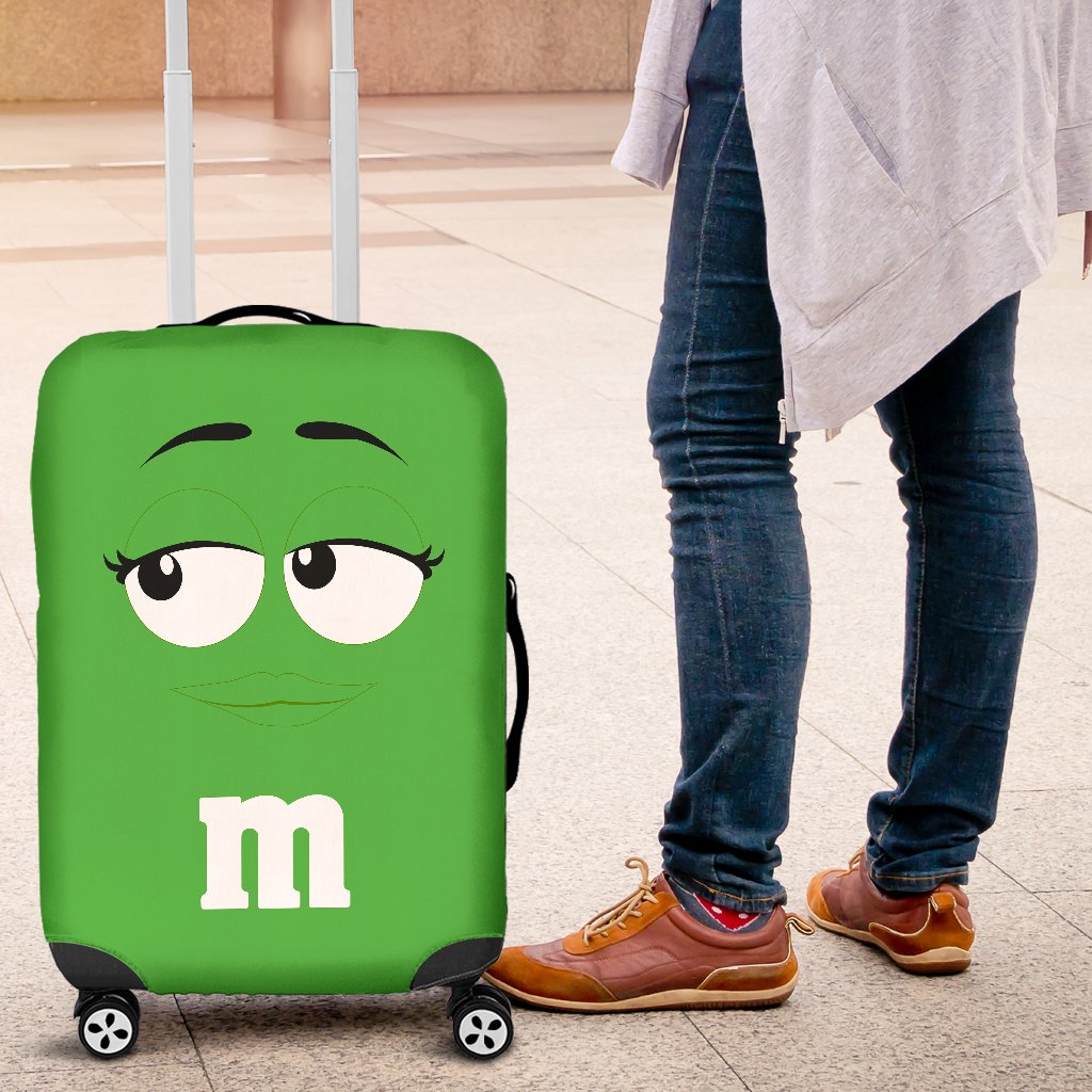 M&M Chocolate Green Luggage Cover Suitcase Protector Nearkii