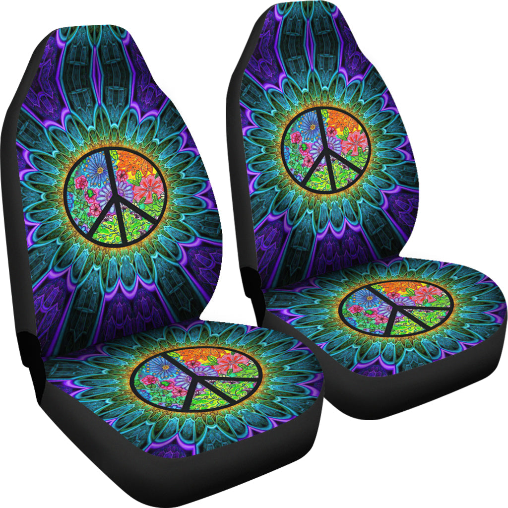 front_4_fde08c20-182d-4cd8-80aa-1313477609de Hippie Rainbow Colorful Premium Custom Car Seat Covers Decor Protectors Nearkii