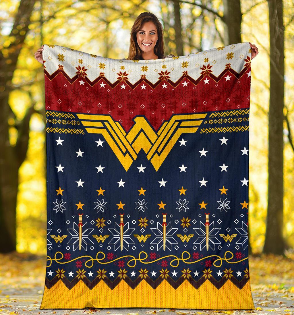 Wonder Woman Ugly Christmas Custom Blanket Home Decor Nearkii