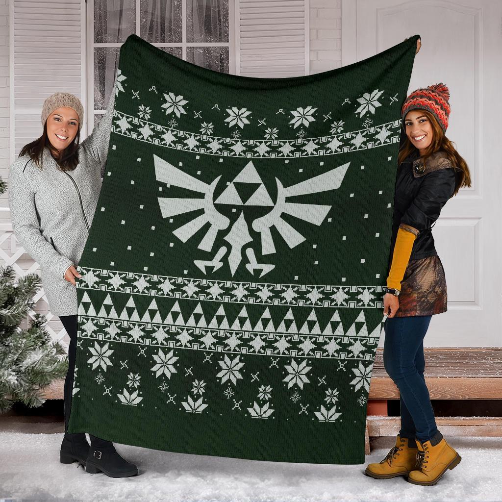 Legend Of Zelda Dark Green Sign Ugly Christmas Custom Blanket Home Decor Nearkii