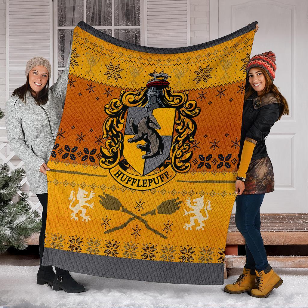 Harry Potter Hufflepuff Art Ugly Christmas Custom Blanket Home Decor Nearkii