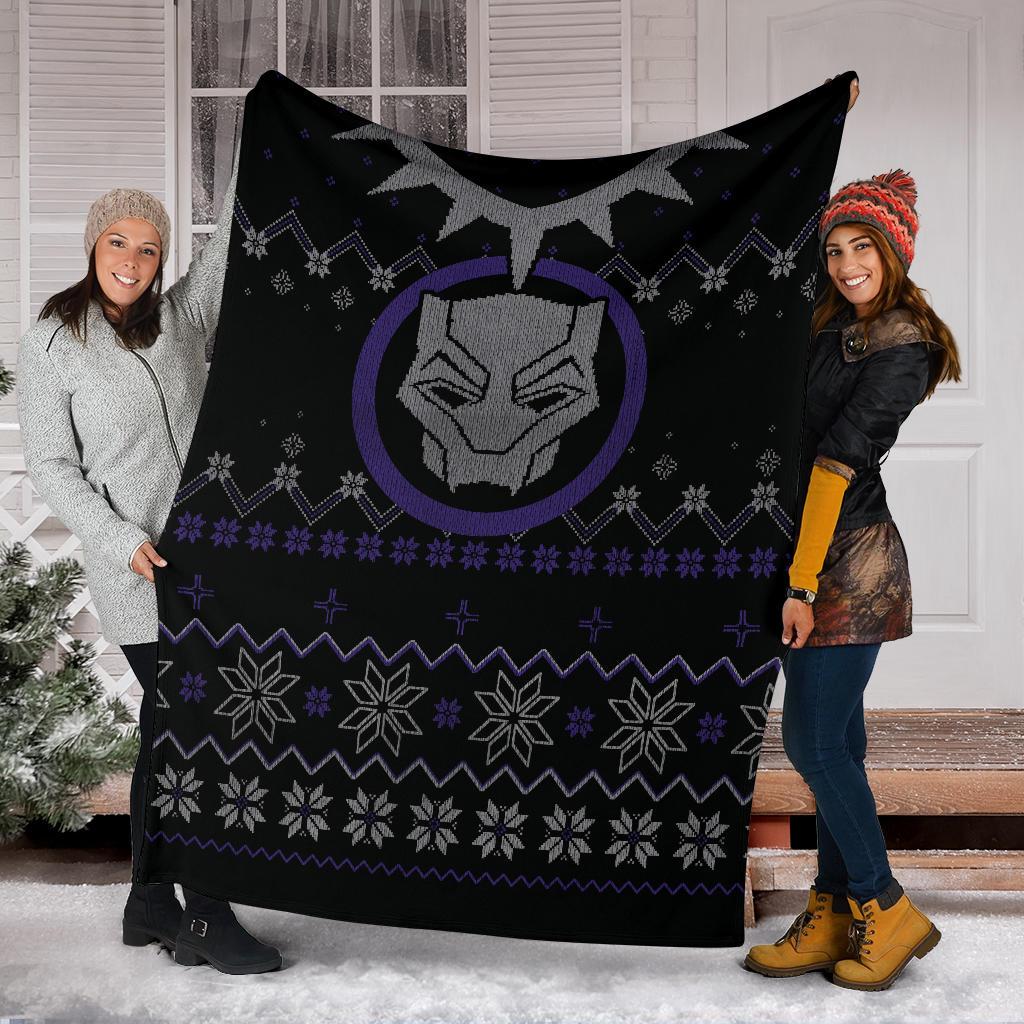 Black Panther Ugly Christmas Custom Blanket Home Decor Nearkii