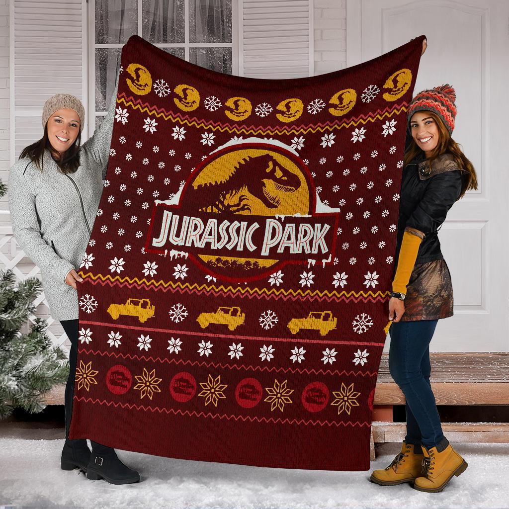 Jurassic Park Red Ugly Christmas Custom Blanket Home Decor Nearkii