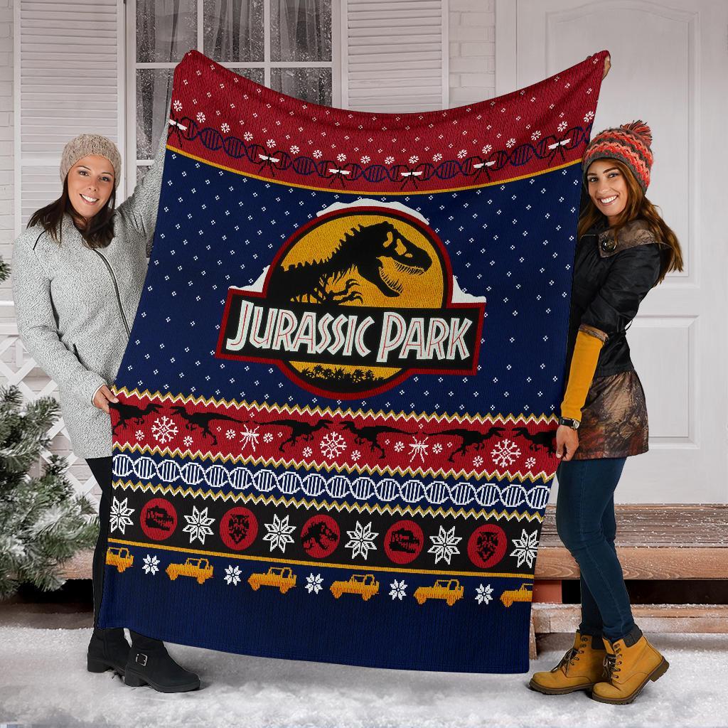 Jurassic Park Ugly Christmas Custom Blanket Home Decor Nearkii