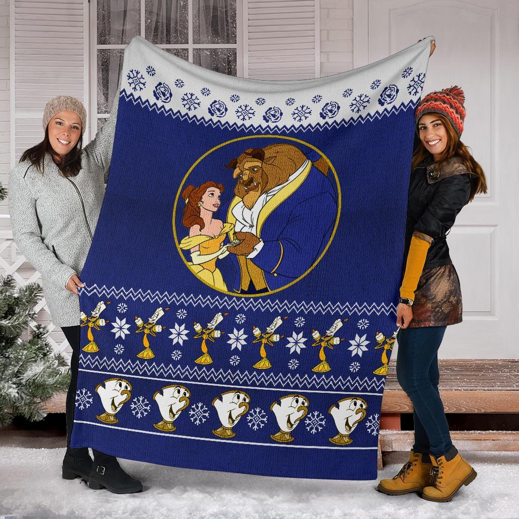 Beauty And The Beast Ugly Christmas Custom Blanket Home Decor Nearkii