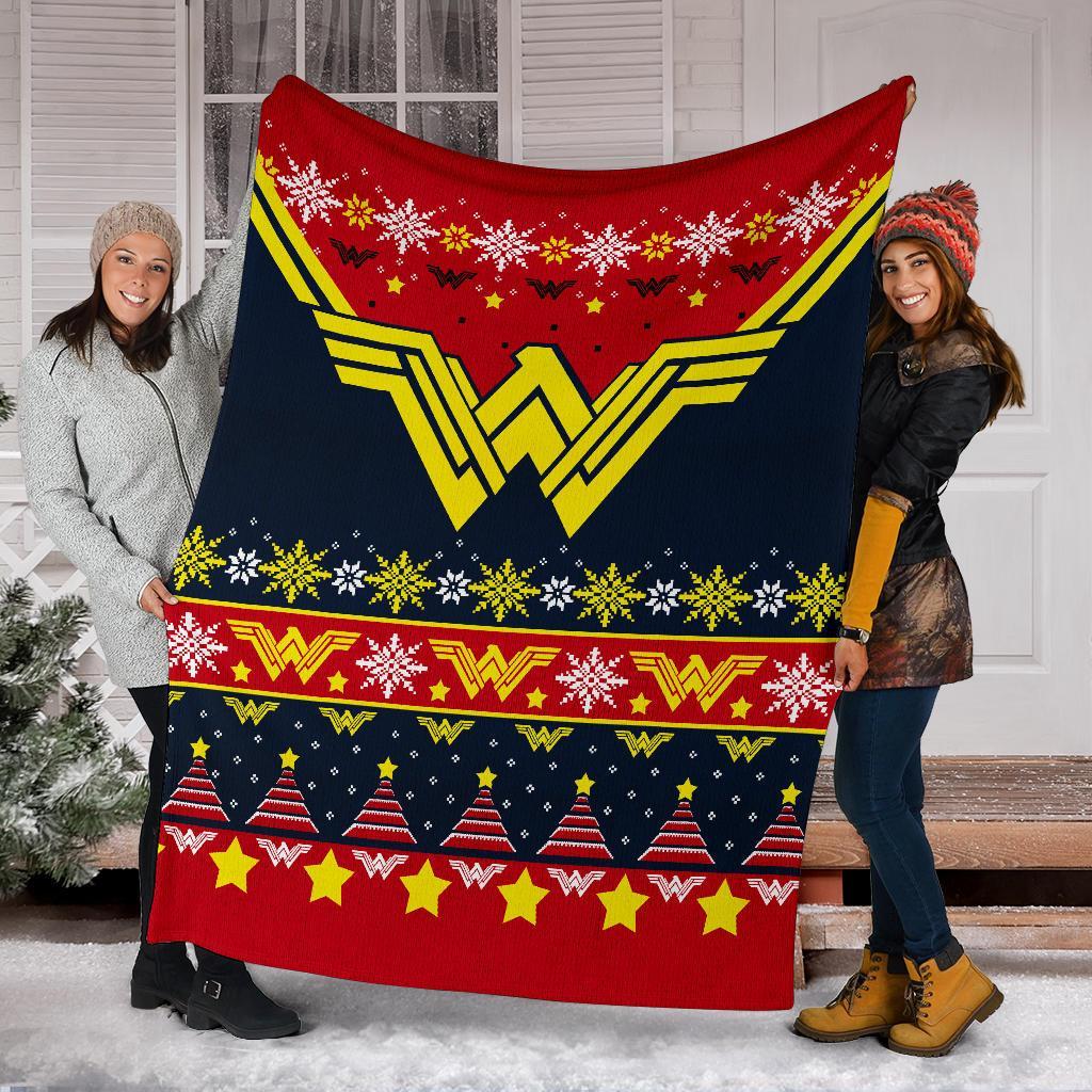 Wonder Woman Art Ugly Christmas Custom Blanket Home Decor Nearkii