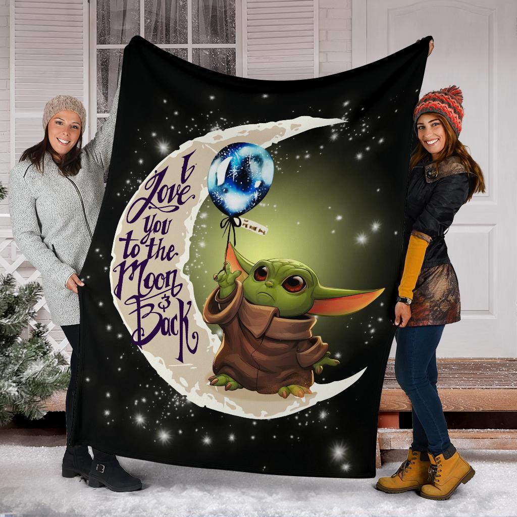 Baby Yoda Love Moon Back Premium Blanket Nearkii