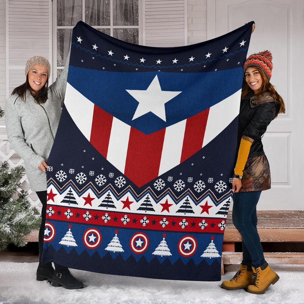 Captain America Ugly Christmas Custom Blanket Home Decor Nearkii