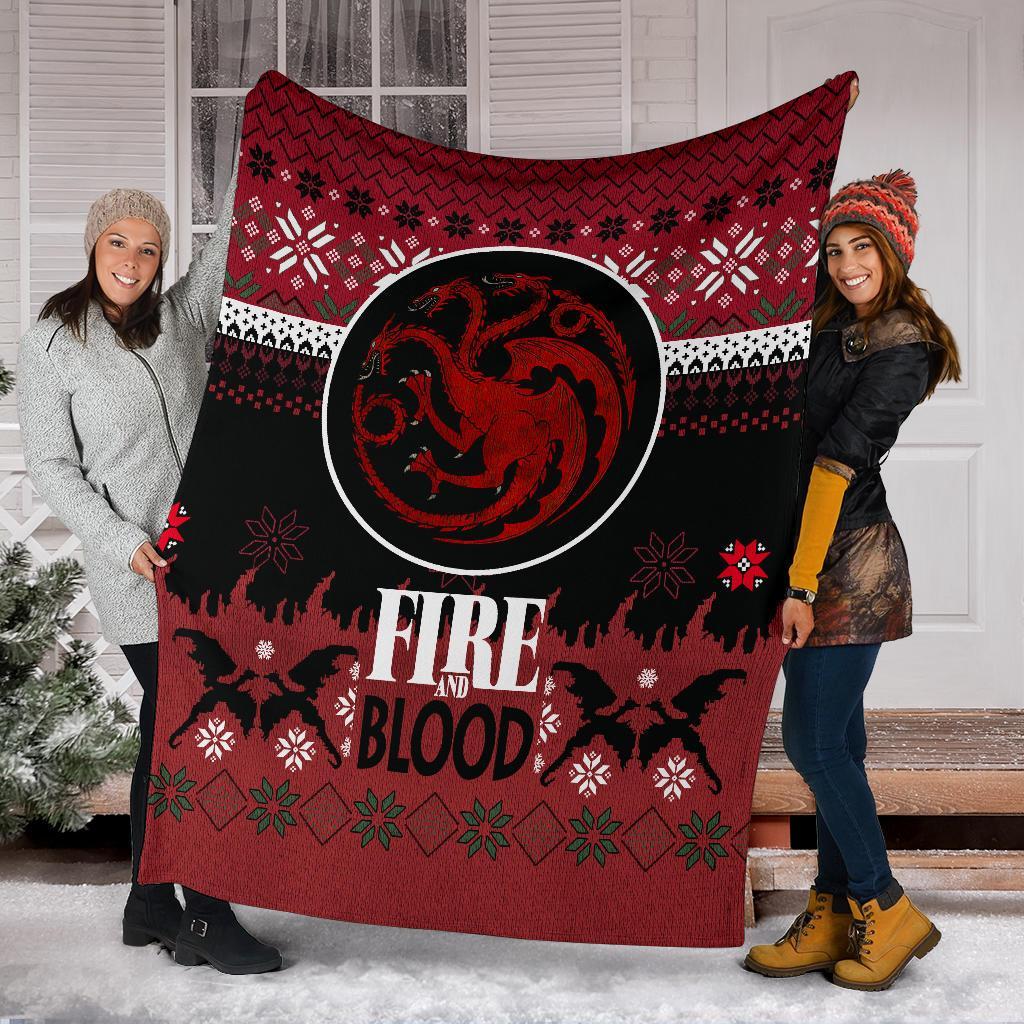 Fire And Blood Ugly Christmas Custom Blanket Home Decor Nearkii