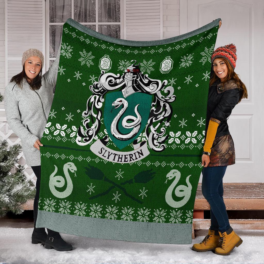 Harry Potter Slytherin Art Ugly Christmas Custom Blanket Home Decor Nearkii