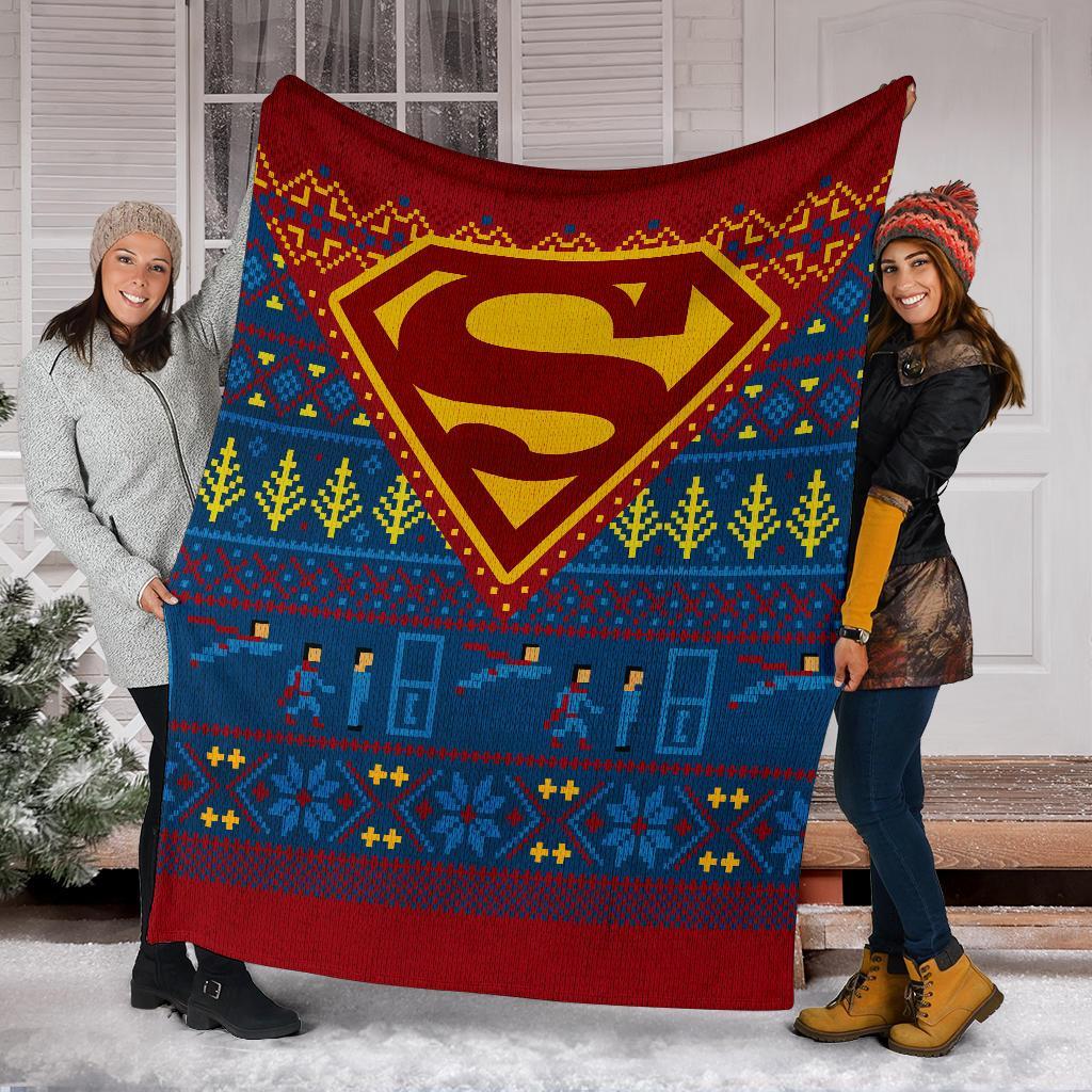 Superman Art Ugly Christmas Custom Blanket Home Decor Nearkii