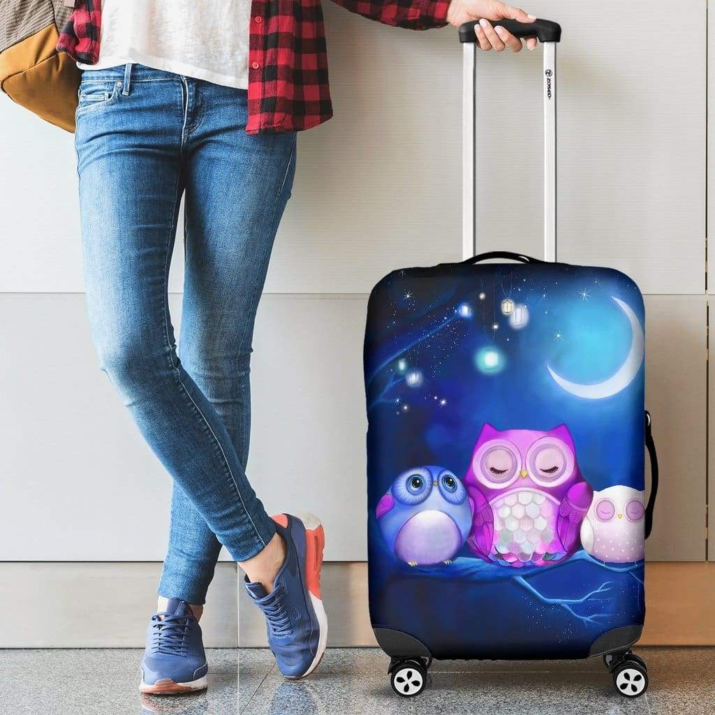 Owl Cute Night Travel Luggage Cover Suitcase Protector Nearkii