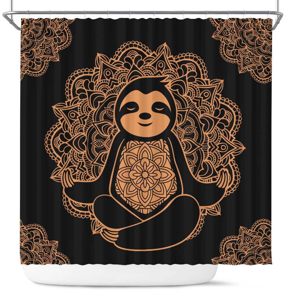 Sloth Yoga Mandala Shower Curtain Nearkii