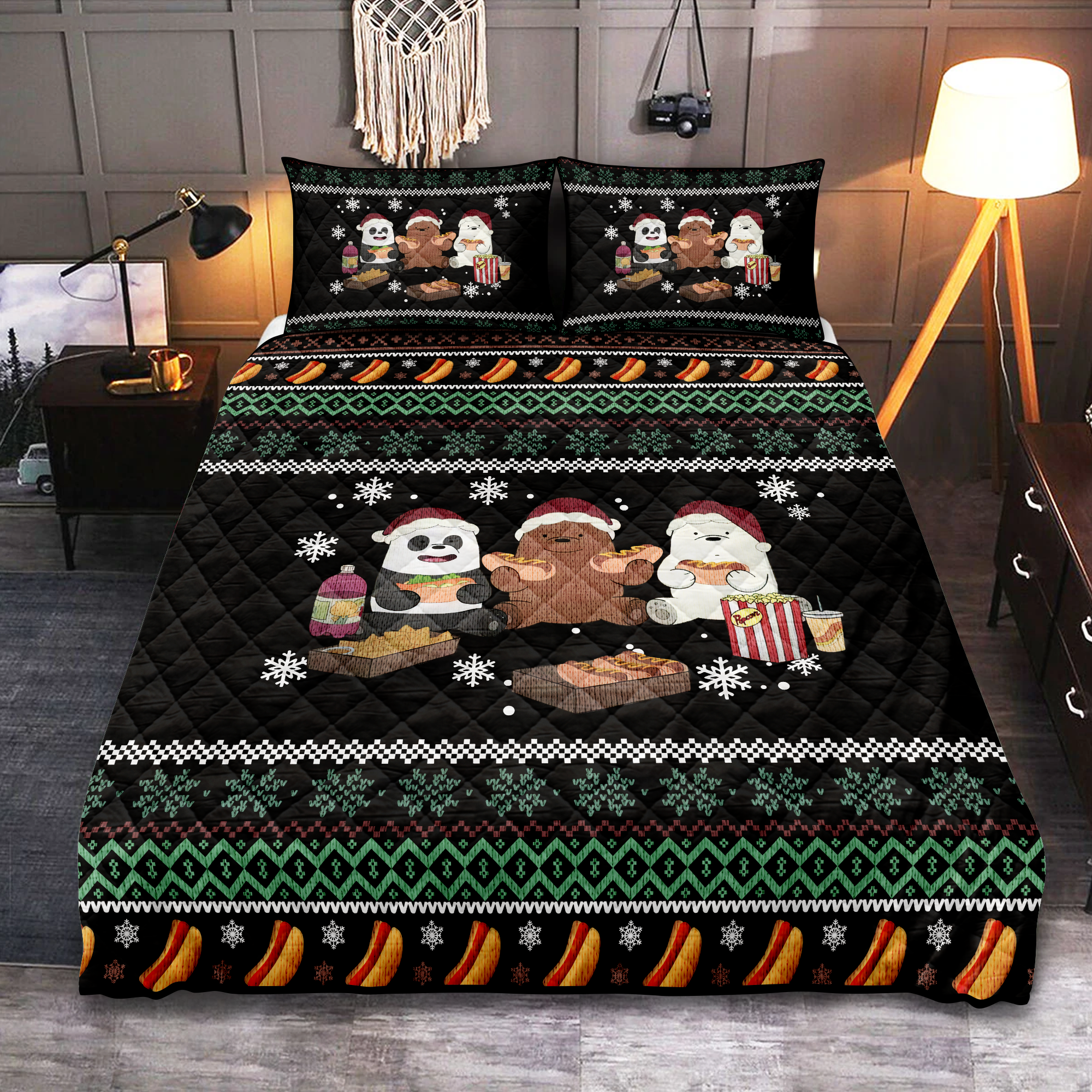 We Bare Bear Christmas Quilt Bed Sets Nearkii