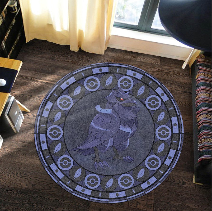 Pokemon Corveknight Round Carpet Rug Bedroom Livingroom Home Decor