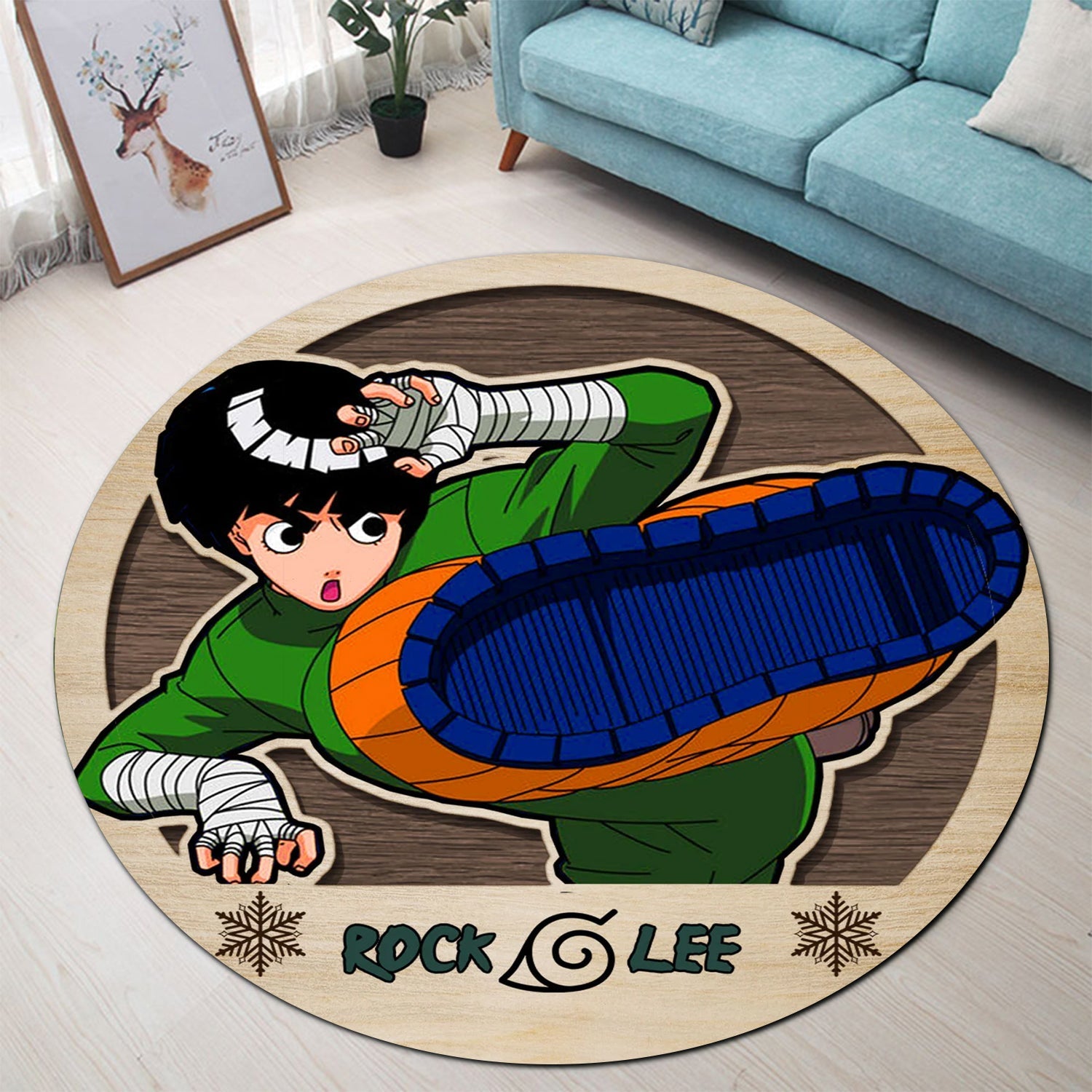 Naruto Rock Lee Round Carpet Rug Bedroom Livingroom Home Decor Nearkii