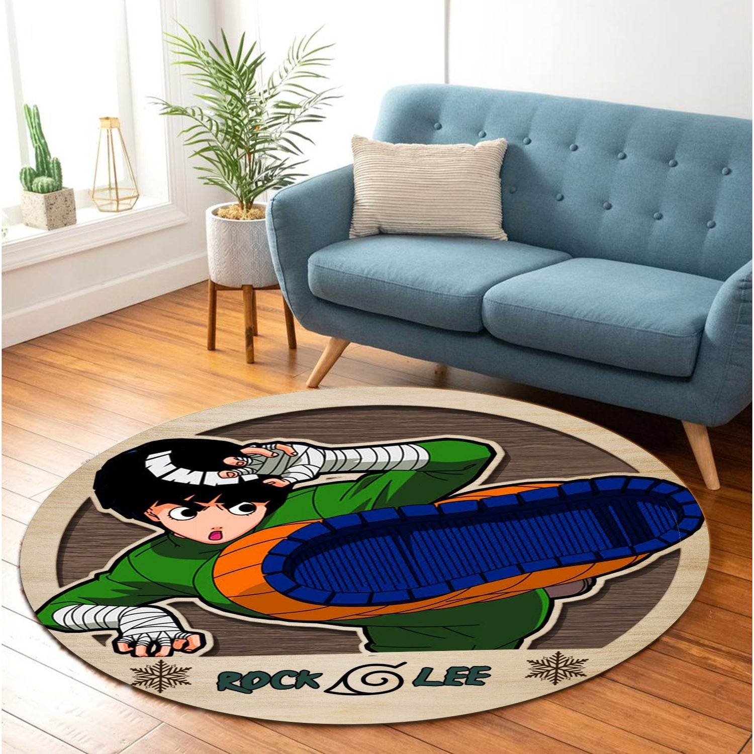 Naruto Rock Lee Round Carpet Rug Bedroom Livingroom Home Decor Nearkii