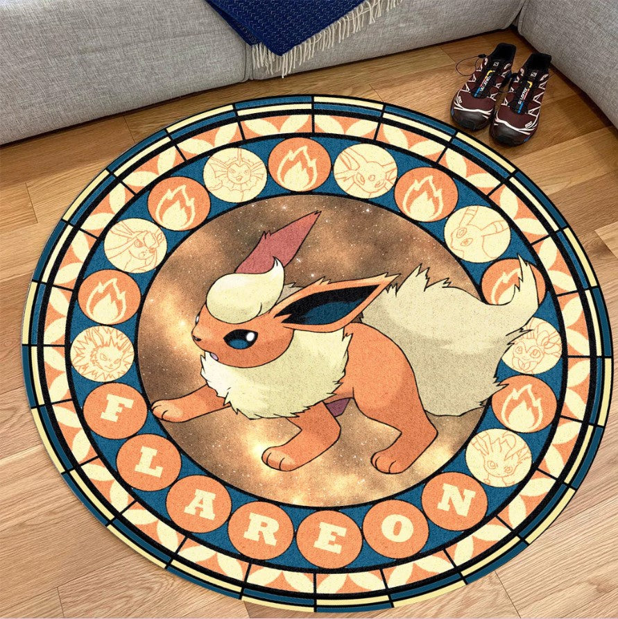 Pokemon Flareon Round Carpet Rug Bedroom Livingroom Home Decor