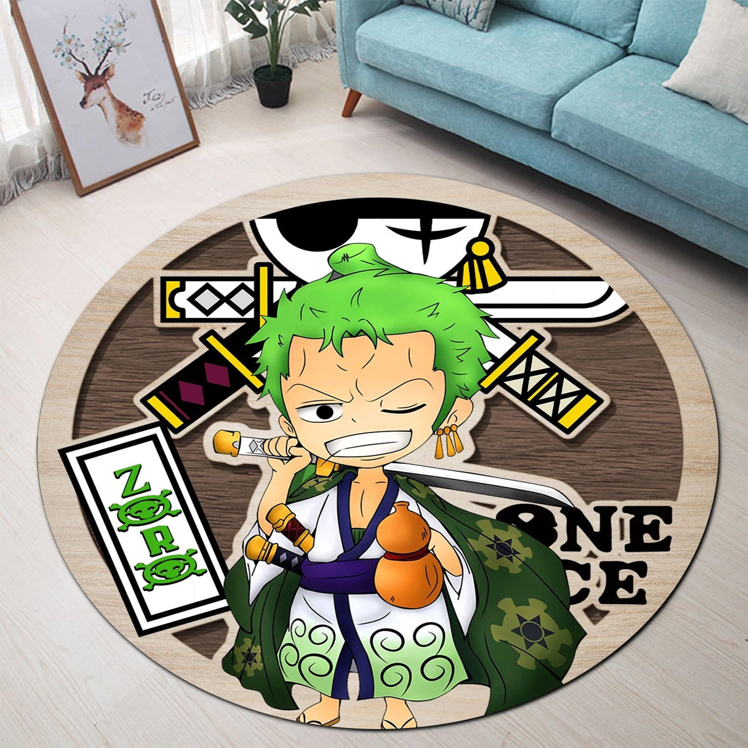 One Piece Roronoa Zoro Round Carpet Rug Bedroom Livingroom Home Decor Nearkii