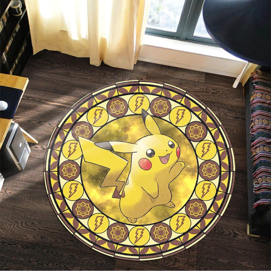 Pokemon Pikachu Round Carpet Rug Bedroom Livingroom Home Decor