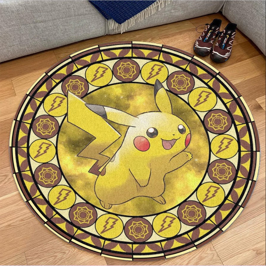 Pokemon Pikachu Round Carpet Rug Bedroom Livingroom Home Decor