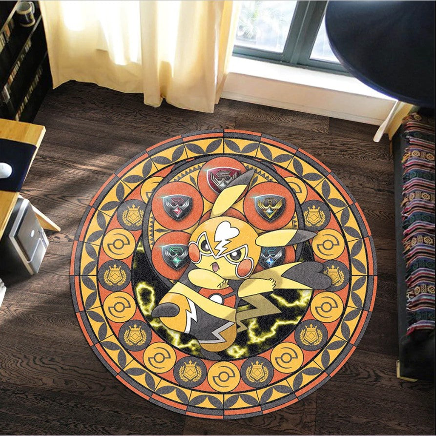 Pokemon Pikachu Libre Round Carpet Rug Bedroom Livingroom Home Decor