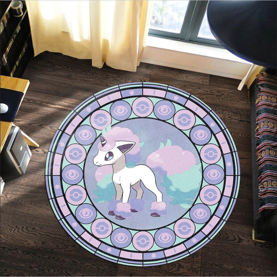 Pokemon Ponyta Round Carpet Rug Bedroom Livingroom Home Decor