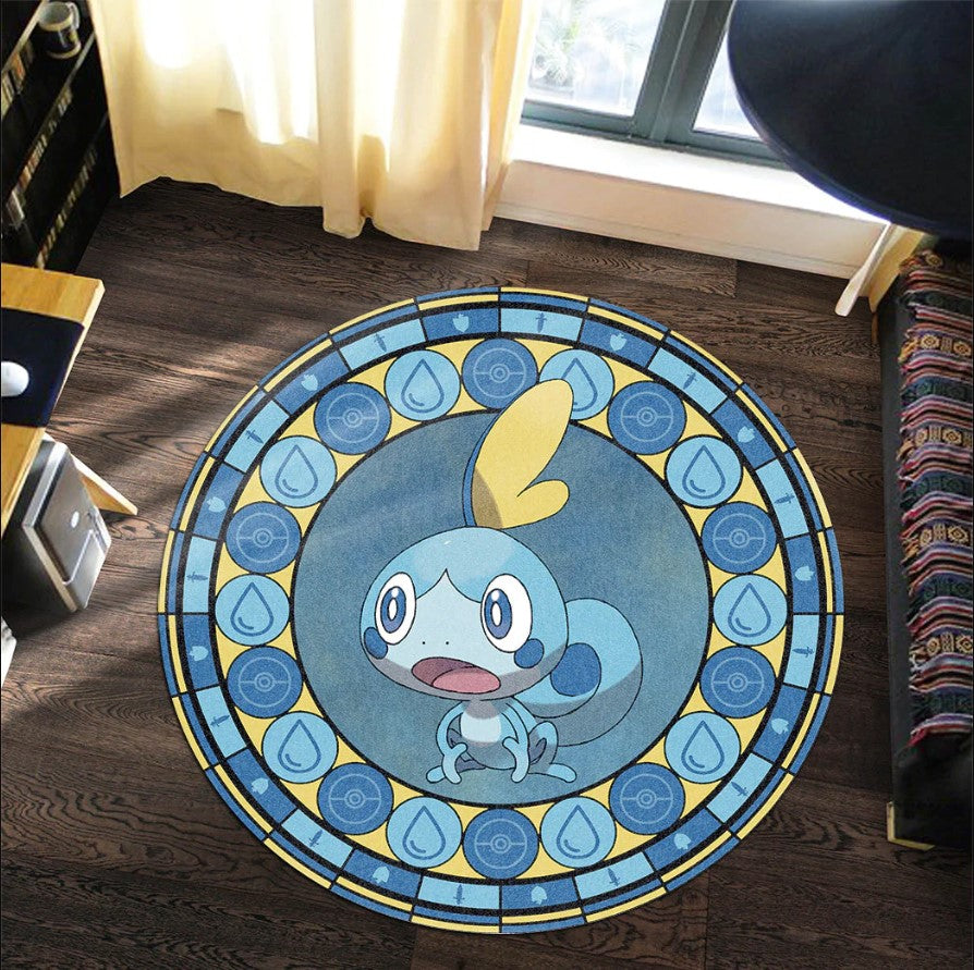 Pokemon Sobble Round Carpet Rug Bedroom Livingroom Home Decor